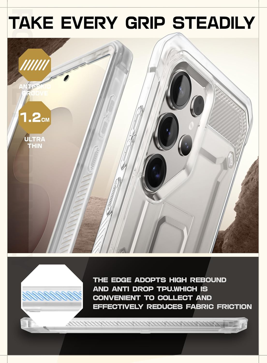 SUPCASE for Samsung Galaxy S25 Ultra Case with Stand (Unicorn Beetle Pro), [2 Front Frames] [Built-in Screen Protector & Belt-Clip] Military-Grade Protection Phone Case for S25 Ultra 6.9 Inch, Clear - Image 8