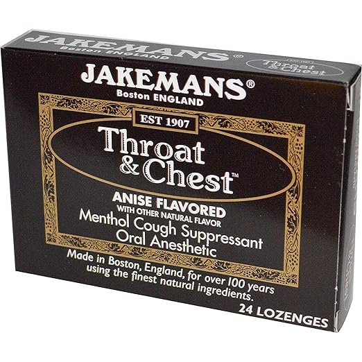 Jakemans Lozenge Throat and Chest Ainse Menthol, 24 ct Cough Drops Health