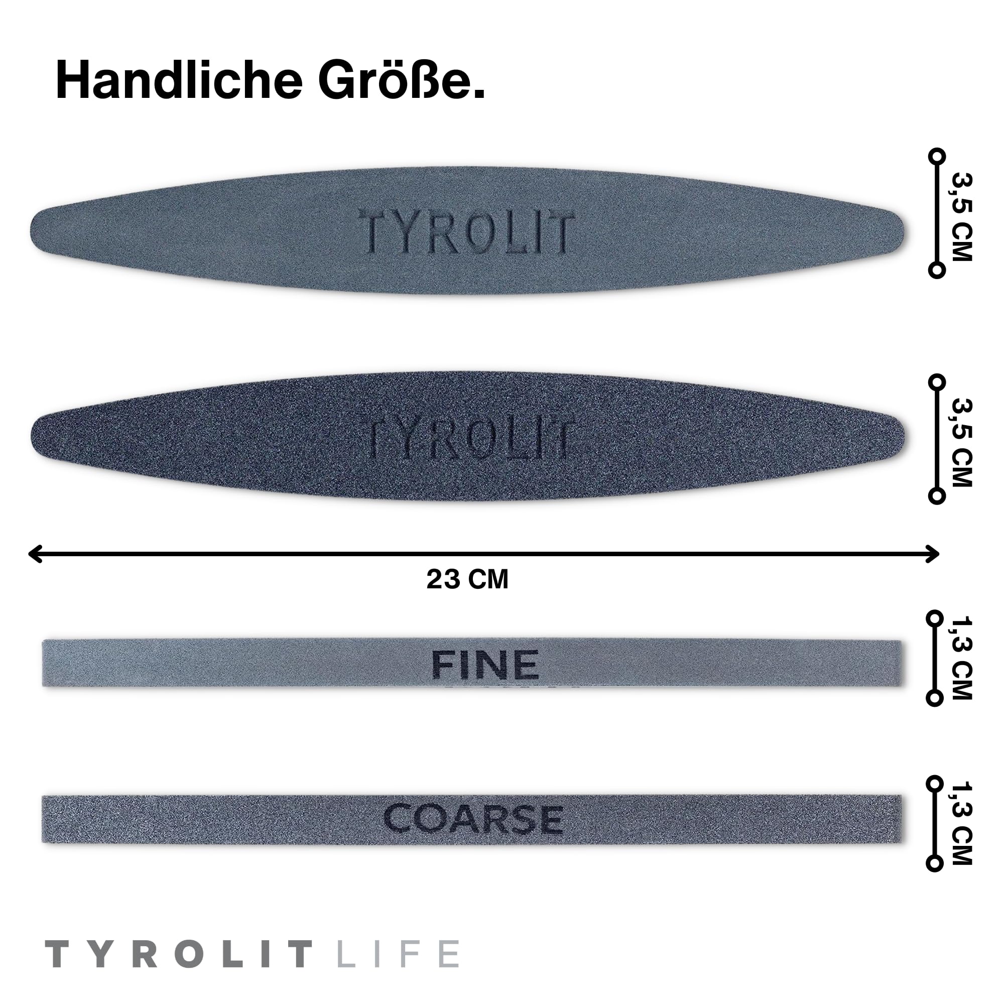 TYROLIT LIFE - Piedra de afilar de cerámica para cuchillos afilados (2 unidades, grano 100 y 240), para guadaña, tijeras de podar, hacha y cortacésped