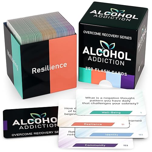 Briston Overcome Recovery Series Alcohol Addiction Therapy Flash Cards – 200 Mental Health Prompts for Sobriety Support, Counseling, Group Recovery, Wellness & Self-Reflection Tool