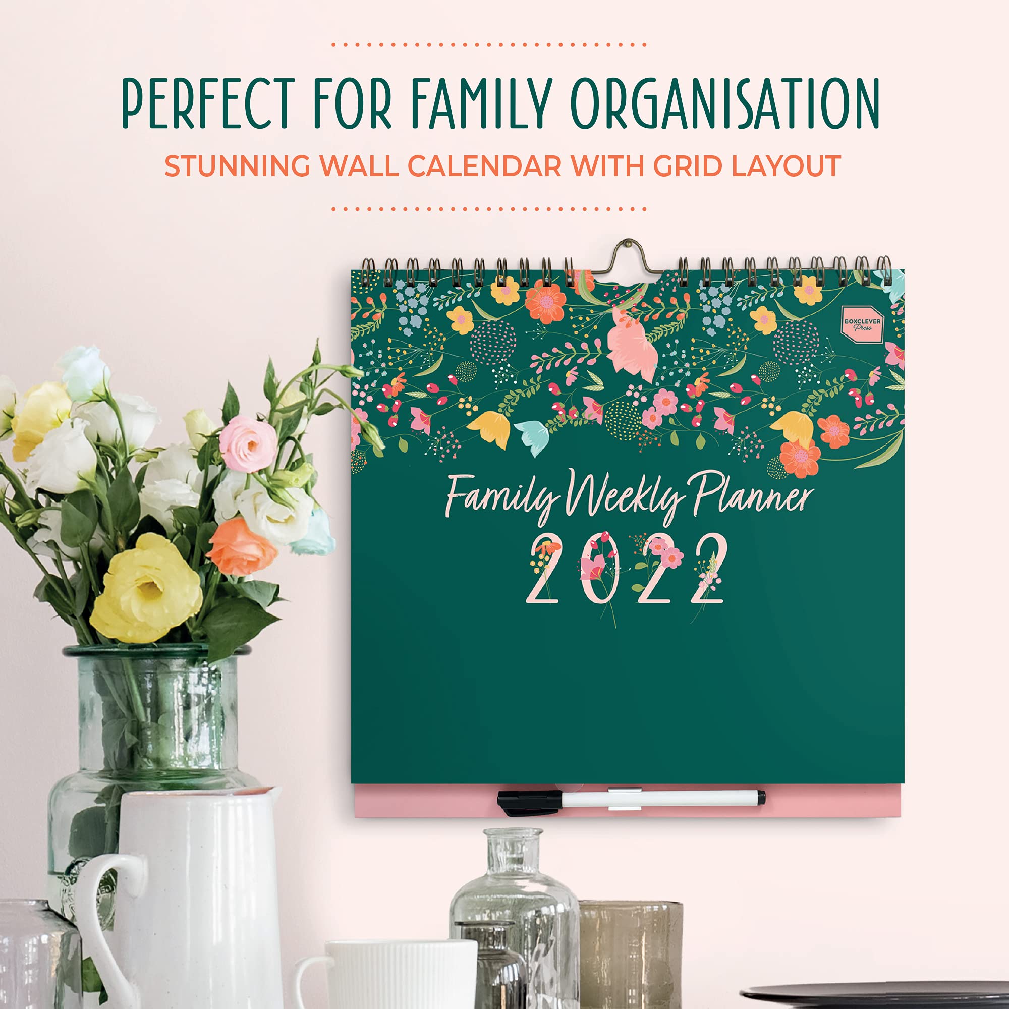 Boxclever Press Family Weekly Planner 2022 Calendar. Wall Calendar 2022