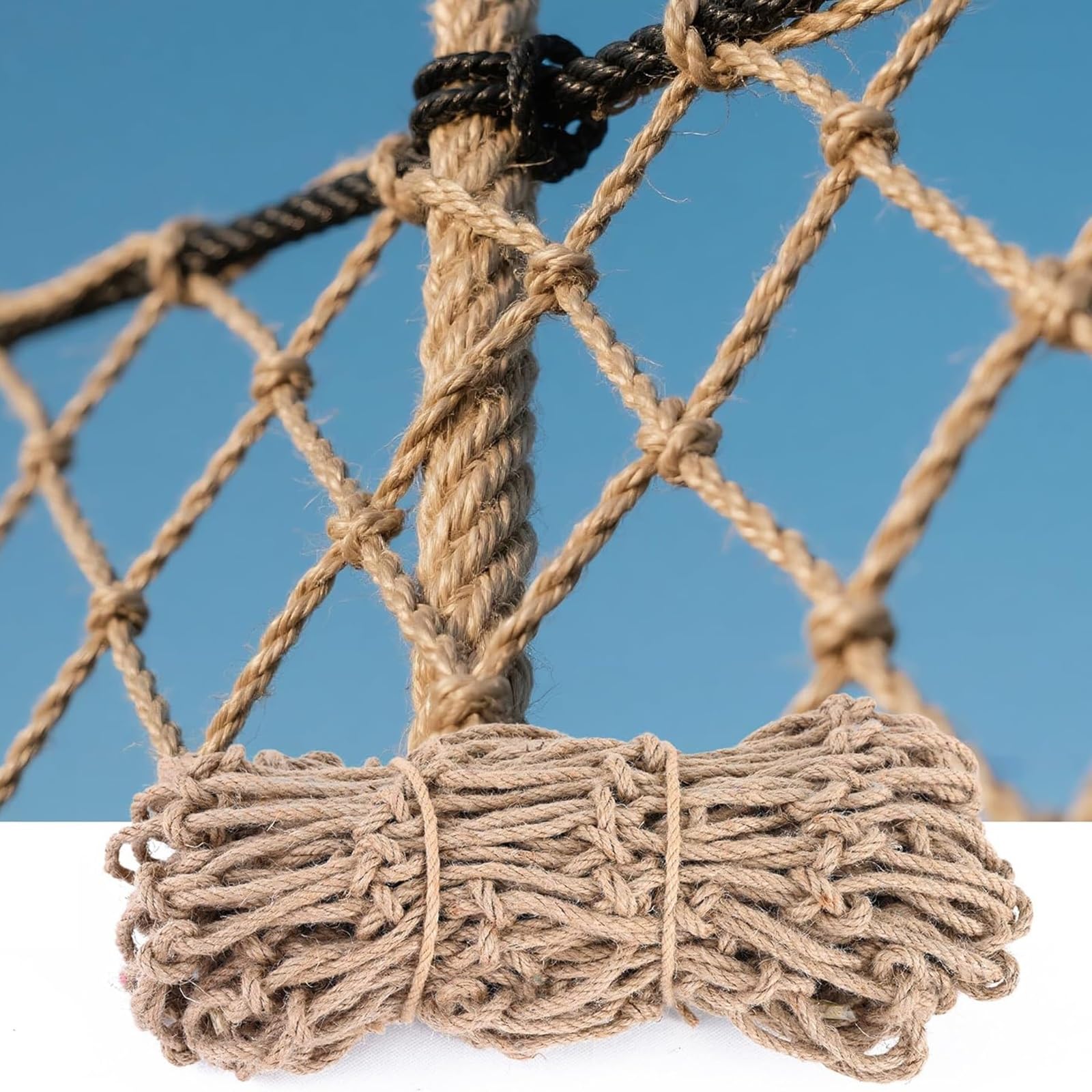 Filet de sécurité en corde de chanvre 7x7m robuste et durable pour jardin