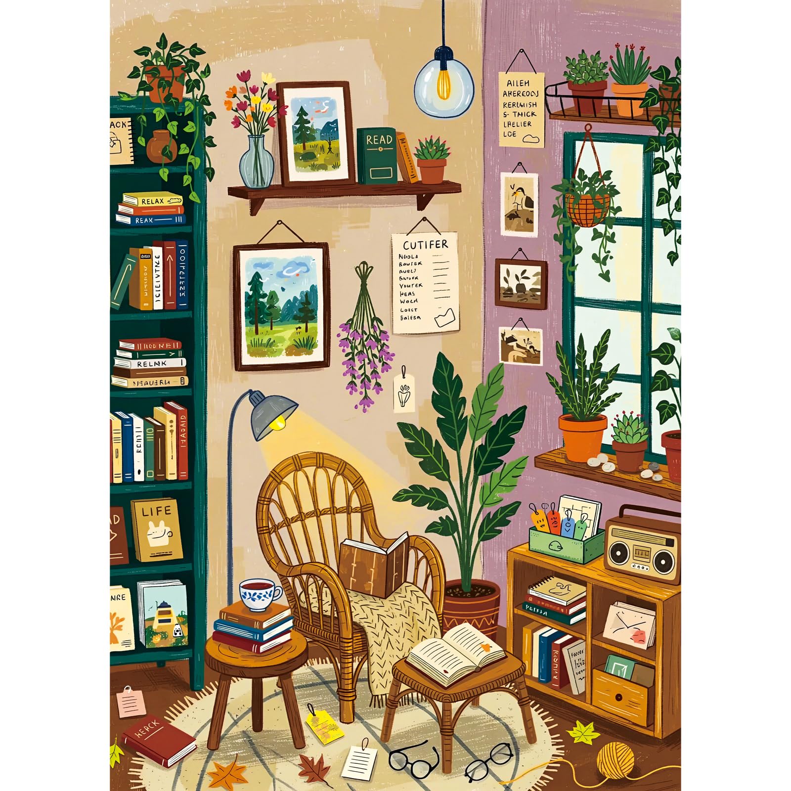 HUADADA Jigsaw Puzzles for Adults 1000 Pieces Family Interactive Games 1000 Piece Jigsaw Puzzles for Adults-Reading Corner — image 1