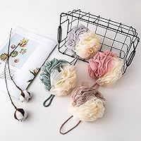 Vista 6 de TCOTBE Paquete de 4 esponjas de malla de encaje de esponja de baño, esponjas de esponja, surtido de esponjas de baño multicolor para piel sedosa