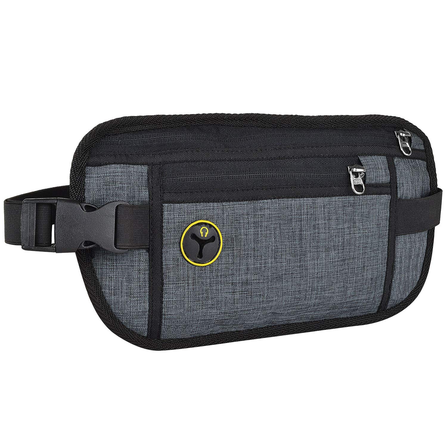 Travel Money Belt, Polyester Waist Pouch Bag for Men, Women, Boys & Girls - Dark Grey