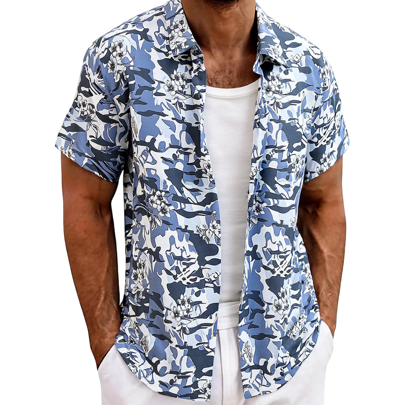 Chemise hawaïenne homme à manches courtes en coton gris - 5