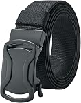 LionVII Elastic Ratchet Men Belts, 1 3/8" Stretch Belt with Automatic Buckle for Men, Adjustable Trim to Fit 27-49" Waist