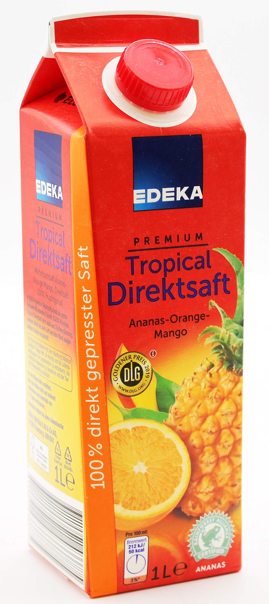 EDEKA Premium Tropical Direktsaft Ananas-Orange-Mango, 8er Pack (8 x 1 l)