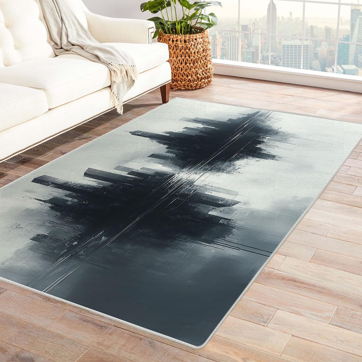 Tapis de chambre d'enfant doux paysage urbain abstrait pour le jeu