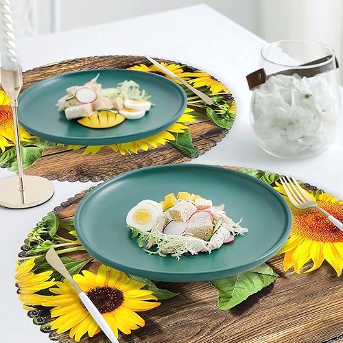 Miniatura 2 de Juego de 4 manteles individuales redondos de poliéster, lavables, resistentes al calor, para decoración de mesa de cocina, comedor, 14.7 pulgadas,