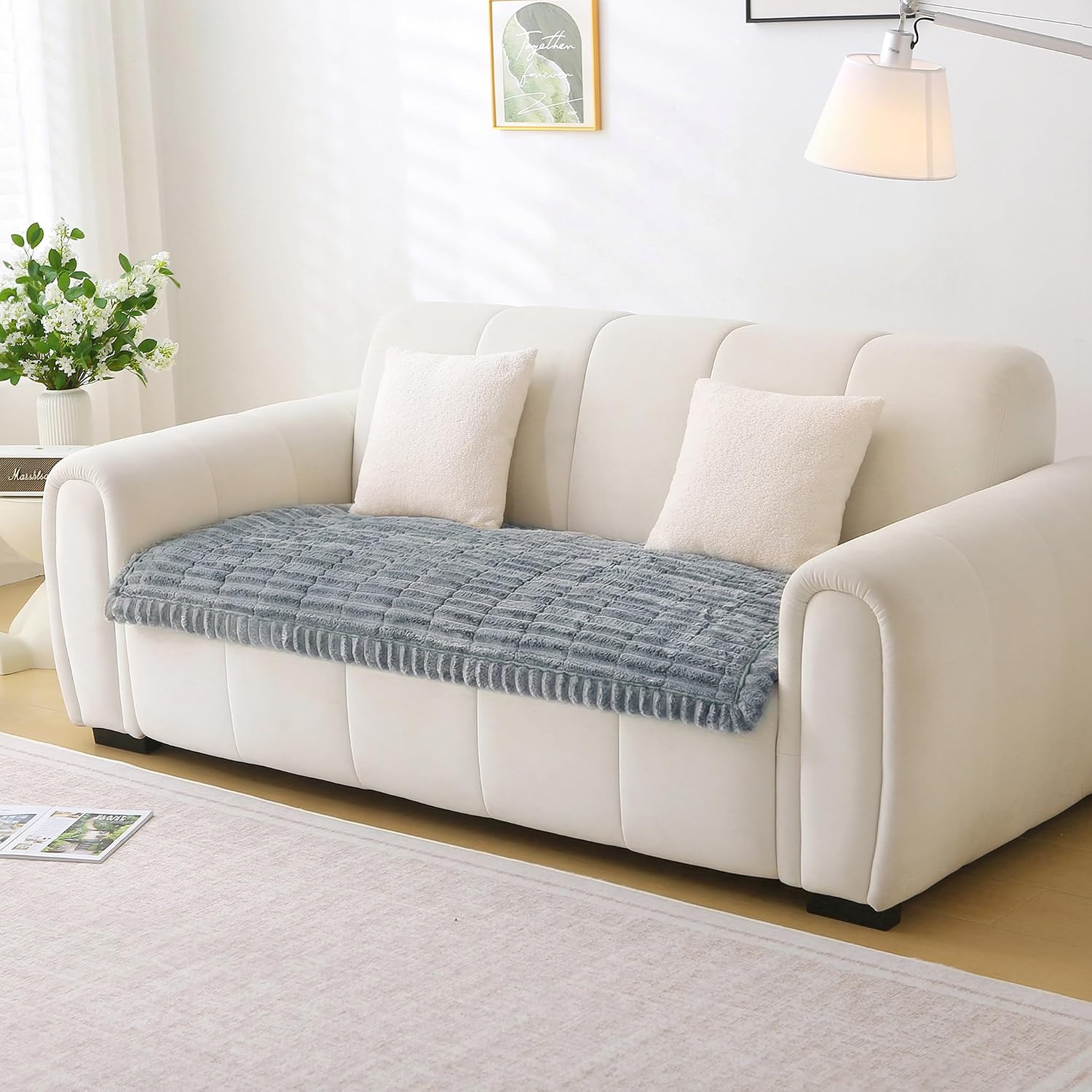 Pet Couch Covers for Dogs Sofa Non Slip Dog Couch Cover Protector Washable Pet Friendly Mat for 3 Cushion Sofa (Light Grey, 27.6" x 70.9")