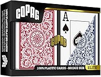 Vista 3 de Copag 1546 Design - Juego de cartas 100% de plástico, tamaño del puente (estrecho) rojo/azul (índice jumbo, 6 juegos)