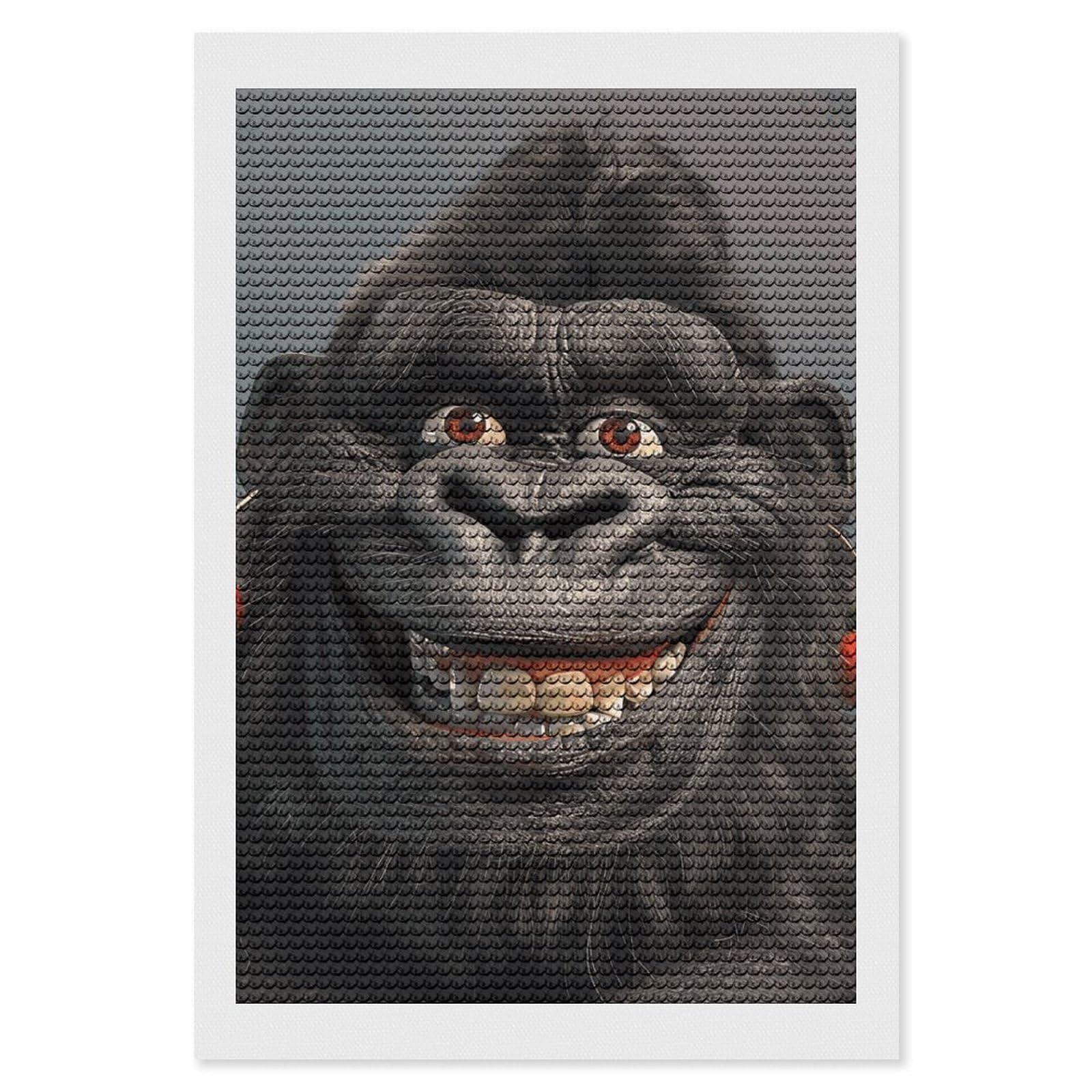 DWVTSLH Smiling Gorilla Photo Diamond Painting Kits for Adults, Personalized Diamond Photo Art Full Drill, DIY 5D Diamond Art Painting Kits for Beginners, Home Wall Decor 8"x12"
