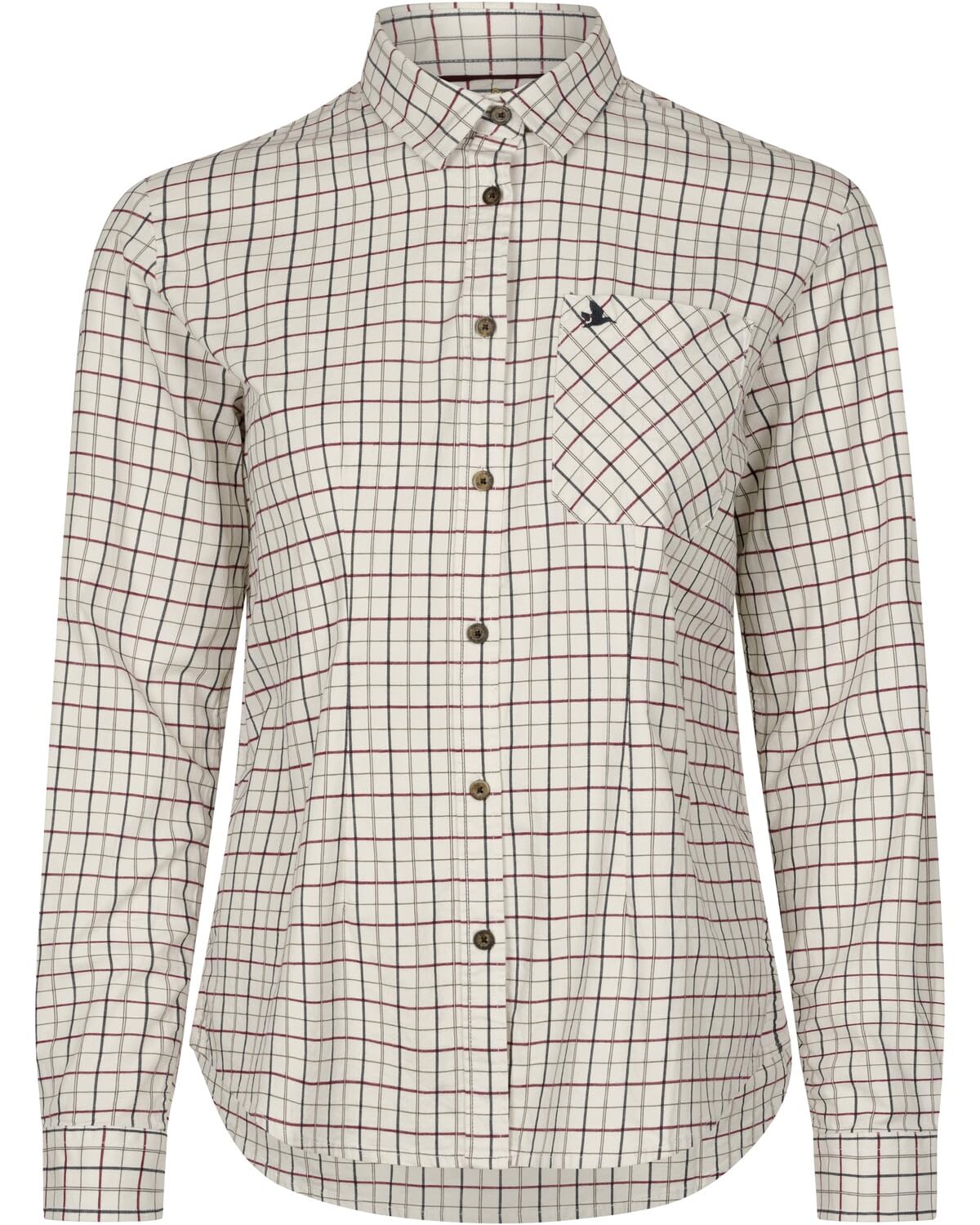 Seeland Kerry Shooting Shirt Cabernet/Blue Check - Easy Care Treatment, Chest Pocket with Embroidery