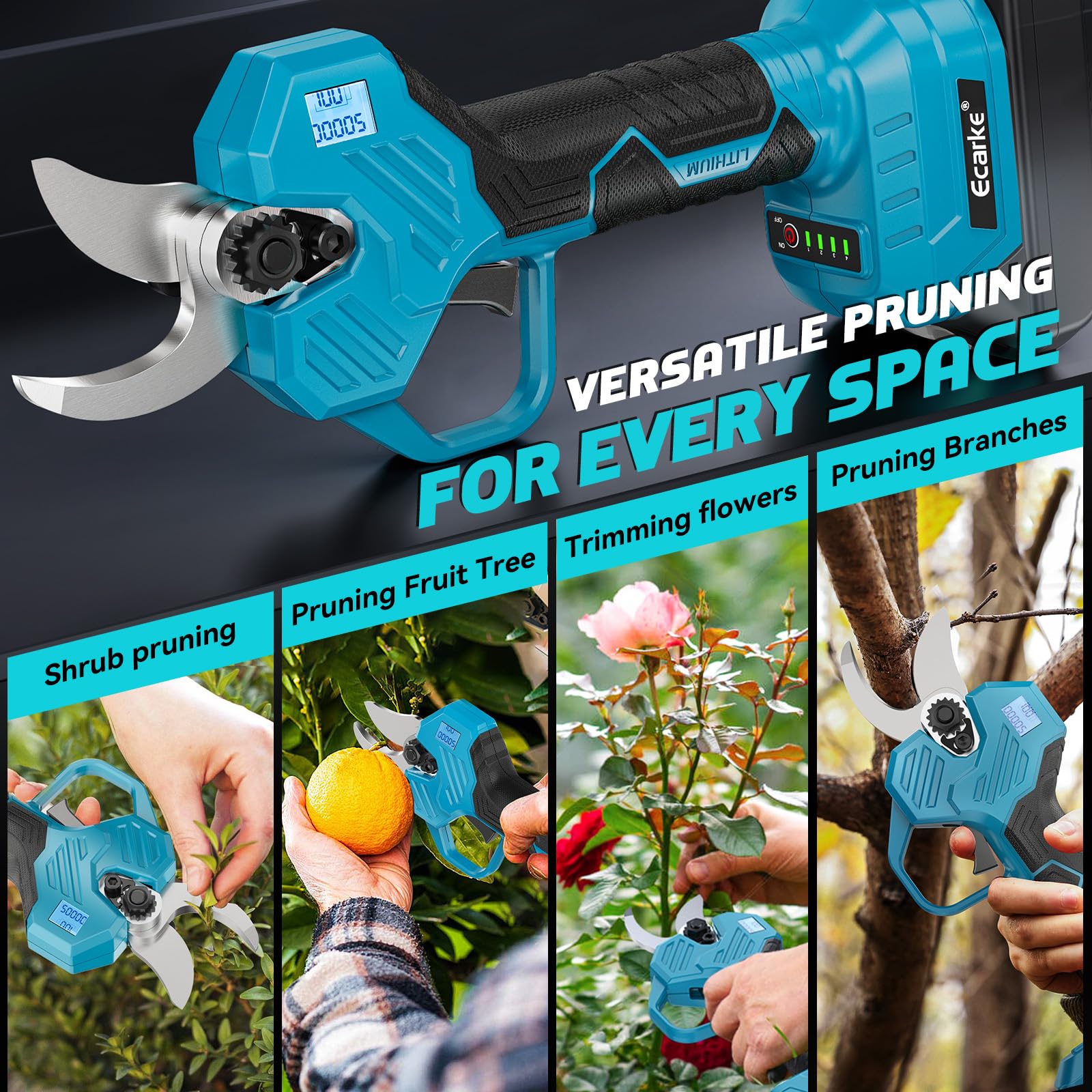 Ecarke Akku-Astschere kompatibel mit Makita 18V, 40 mm Schnittstärke | Bürstenloser elektrische Akku-Gartenschere, ergonomisch & leicht ideal für Obstbäume, Sträucher und Gartenpflege, ohne Akku