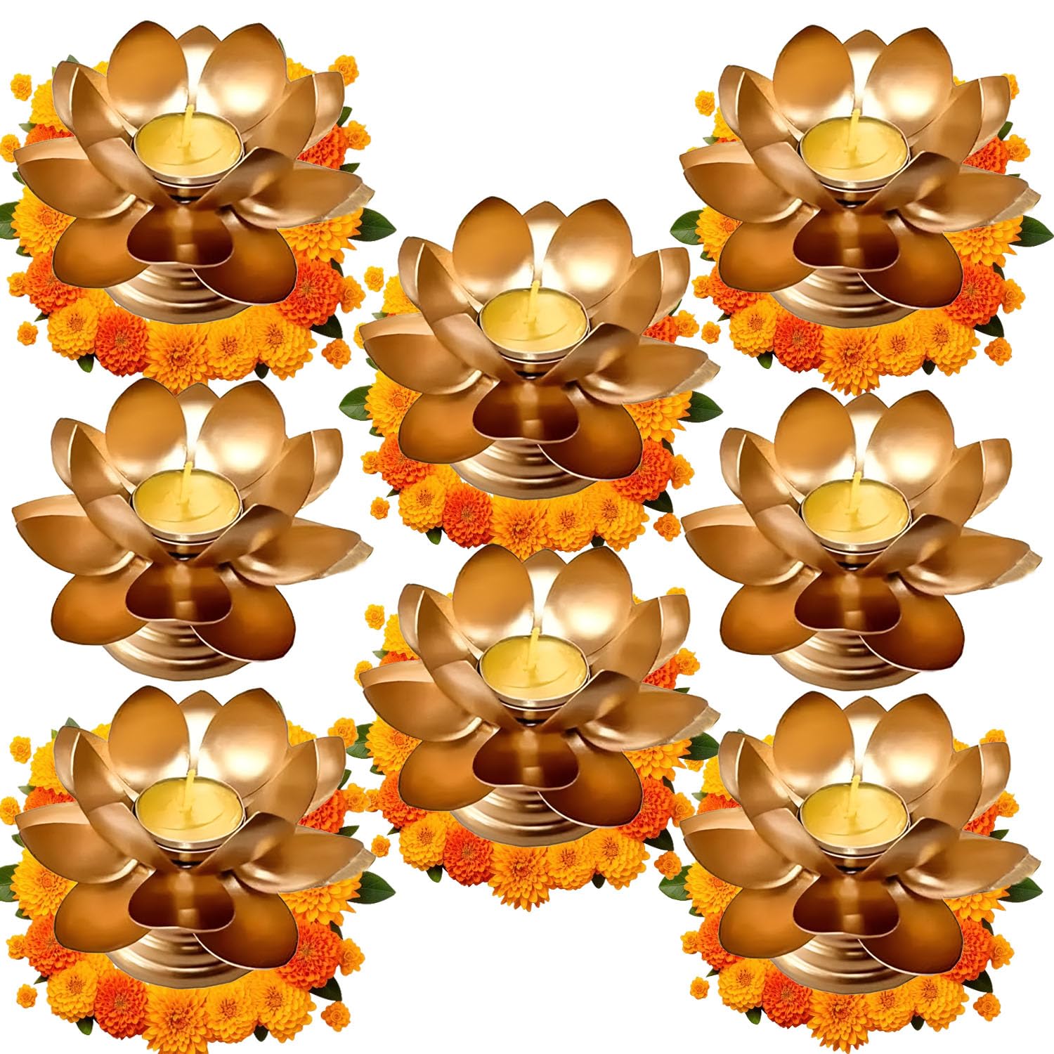 Easyera Mini Lotus Tealight Holder Candle Stand, Metal, Golden, Home Decor Diwali, Christmas Gift Set (Pack 8 Golden (Mini Lotus)) (B0DB5B4TV9) Amazon Price History, Amazon Price Tracker