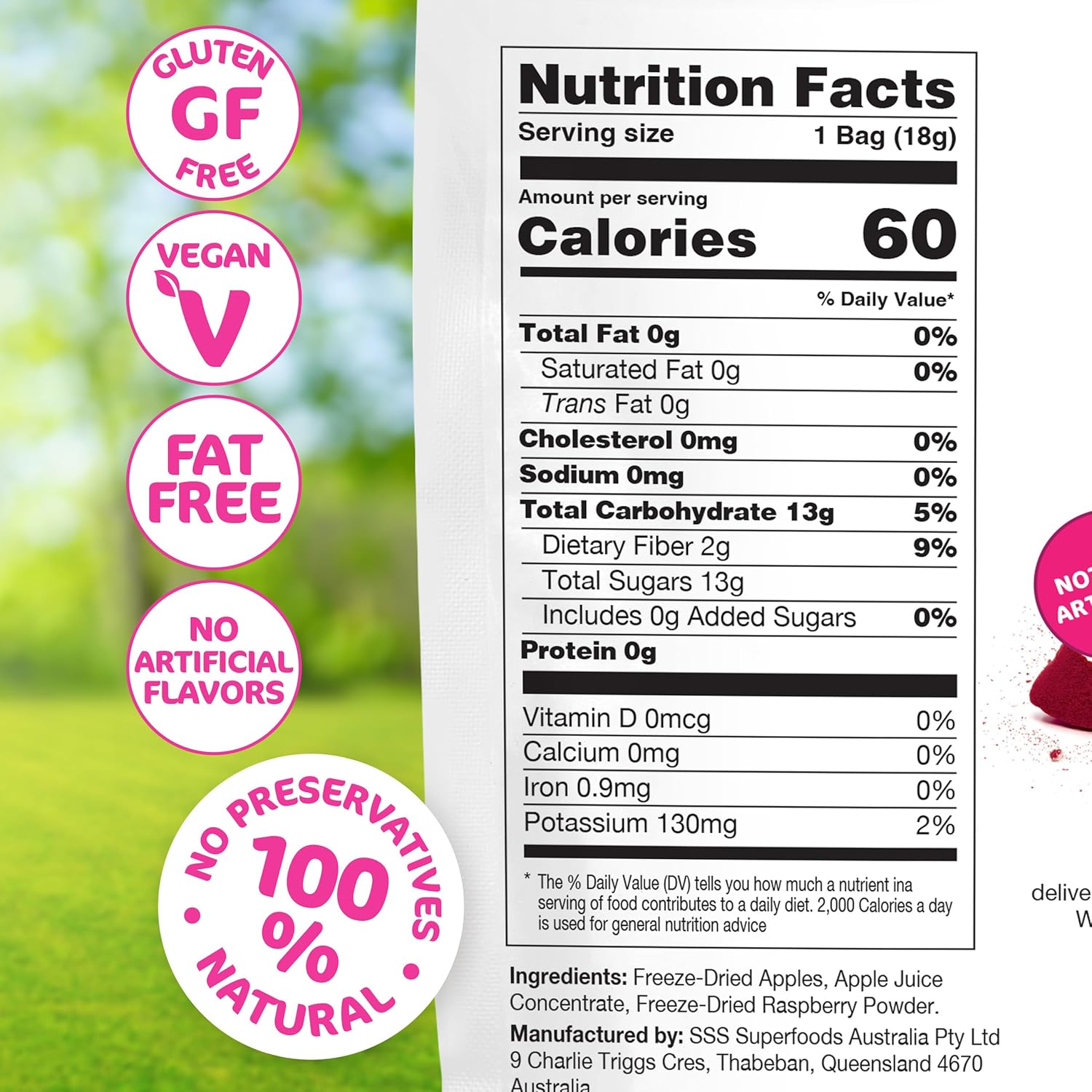 Happles Freeze Dried Apples with Raspberry Fruit Powder – 100% Natural, No Added Sugar, Healthy Low Calorie Apple Crisps Snack for Adults & Kids, Gluten Free, No Artificial Flavours (10 Pack)