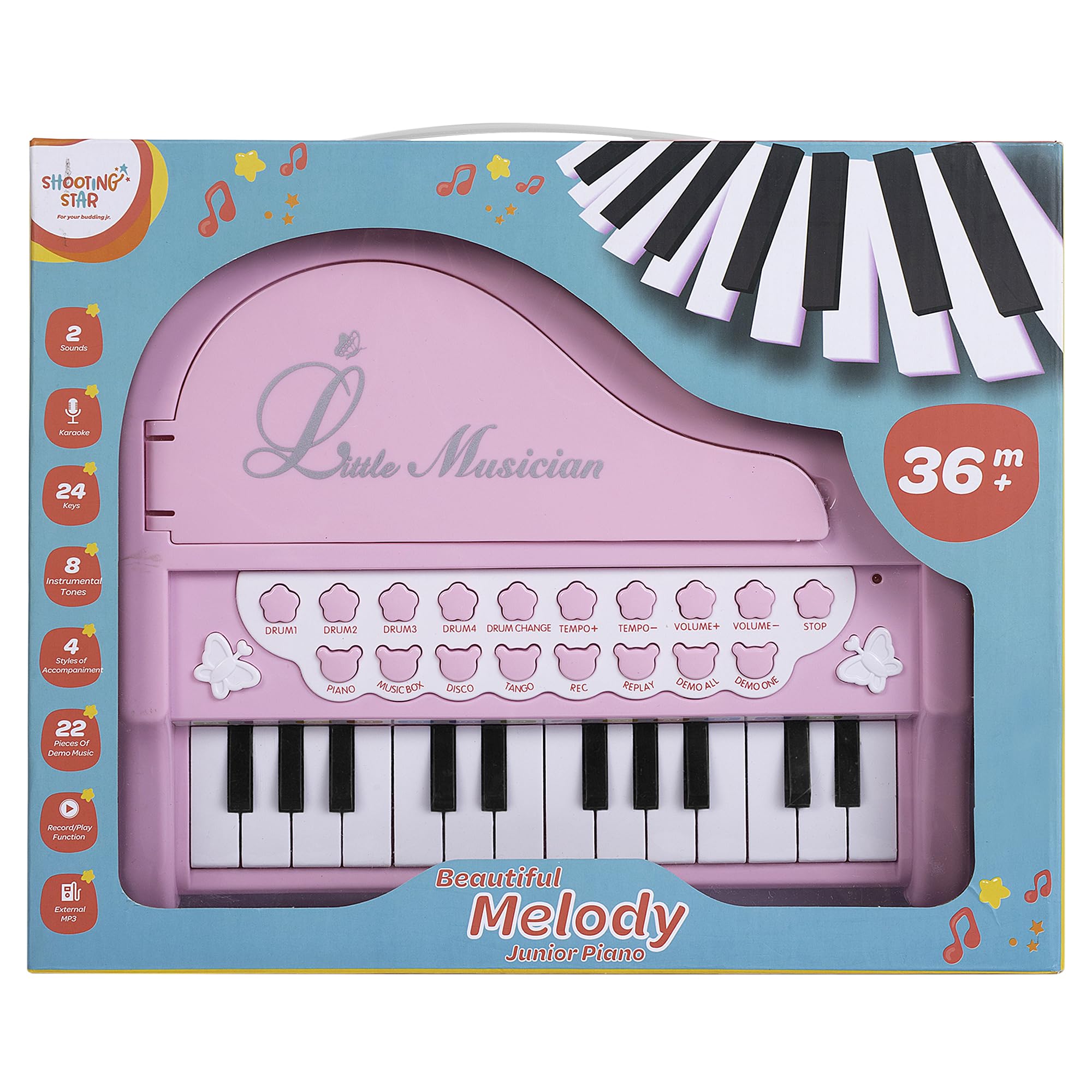 Shooting Star Junior 24 Key Piano, 3Y+, Black-image-29