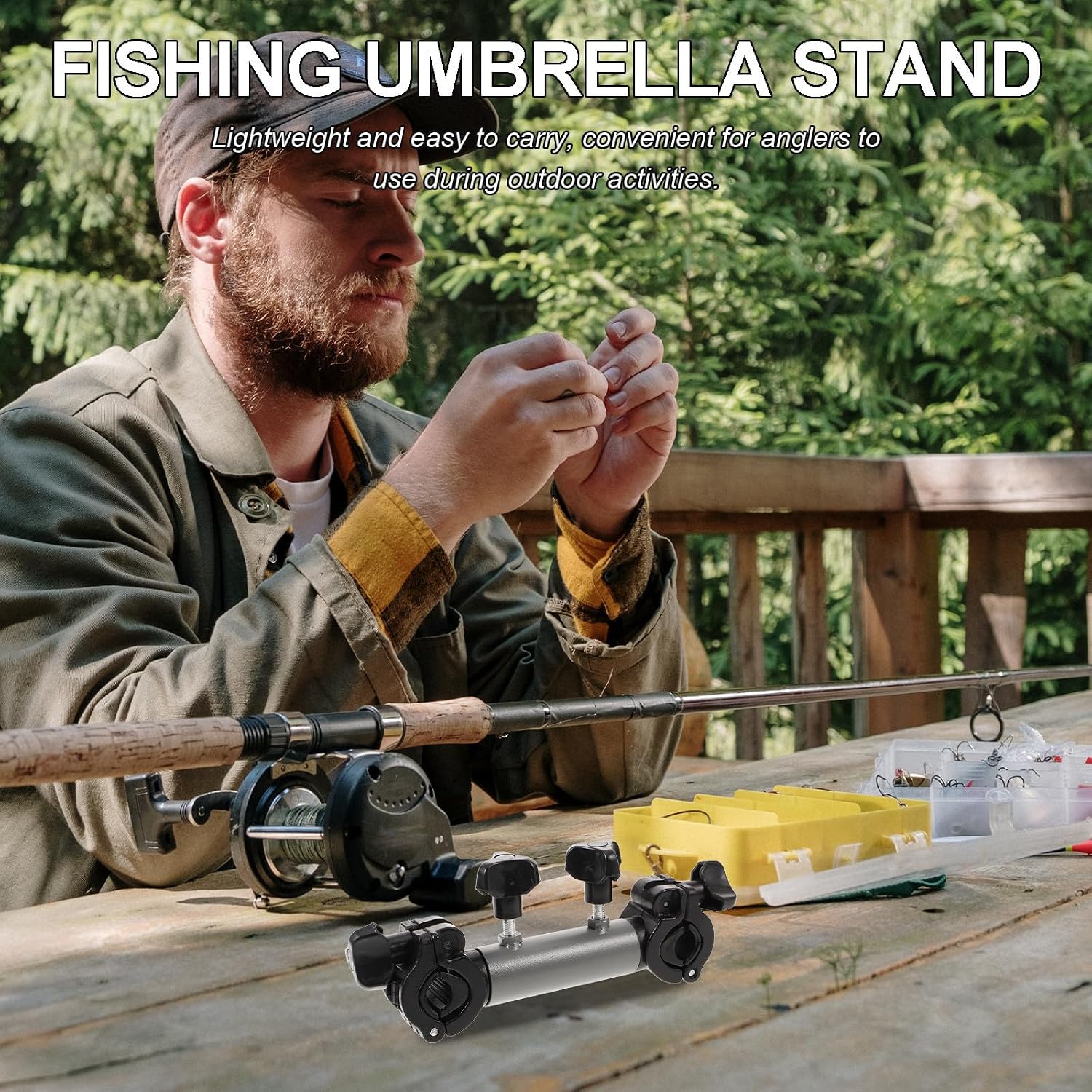 Fishing Chair Umbrella Holder Clamp for Outdoor Adventures, Easy Installation with Outstanding Stability, Nylon and Metal Material Compatible with Chairs and Fishing Lines