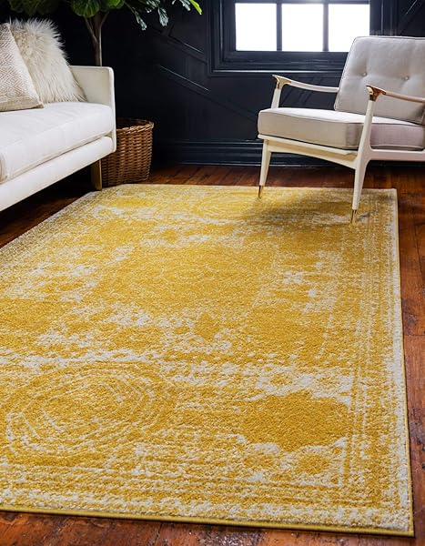 Sunny Yellow Rug Ideas for Living Room Color 33 Vintage Distressed Yellow and Ivory Rug