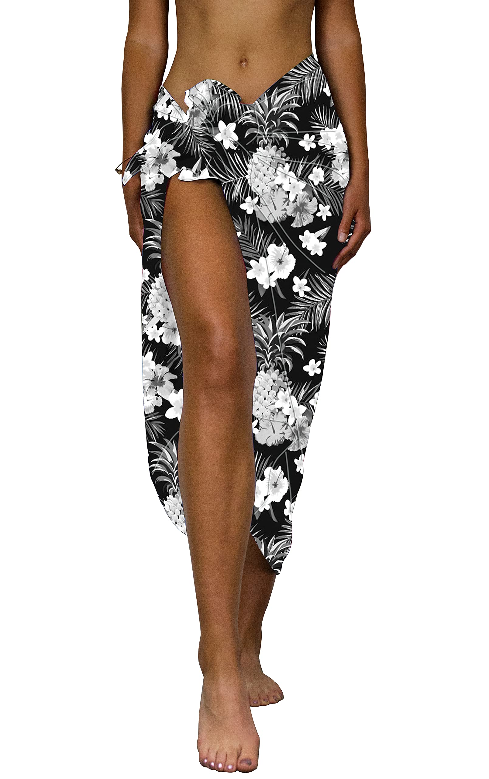 King Kameha Funky Hawaii Sarong Beach Wickel Pareo Mujer Casual Bikini Cover Up Vestido de Playa Traje de Baño Piña Hojas Estampado