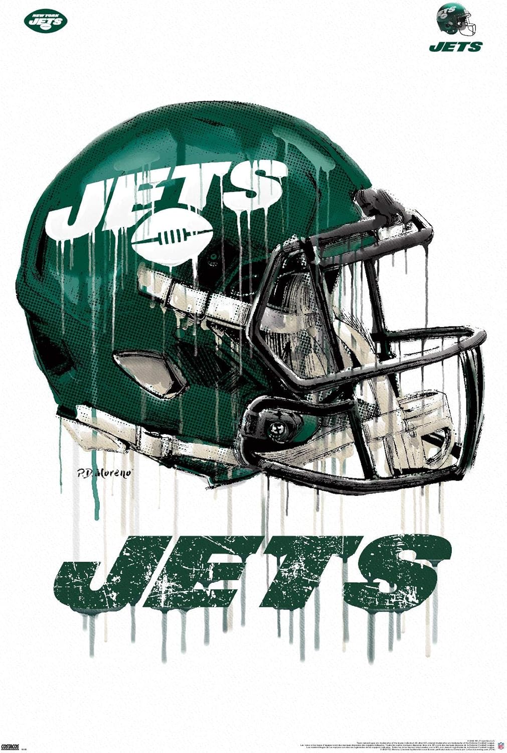 Trends International NFL New York Jets - Drip Helmet 20 Wall Poster, 22.375" x 34", Premium Unframed Version 22.375" x 34" Premium Unframed Version