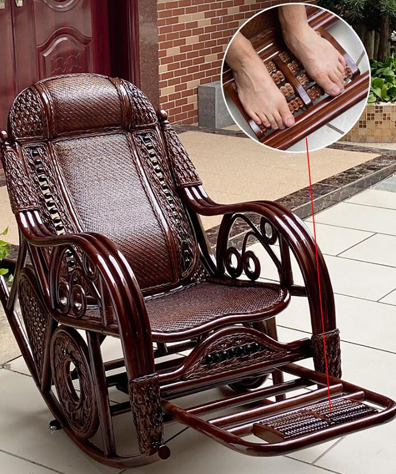 Mecedora moderna de ratán de estilo chino para balcón y patio al aire libre, cómoda y elegante muebles para el hogar para relajarse