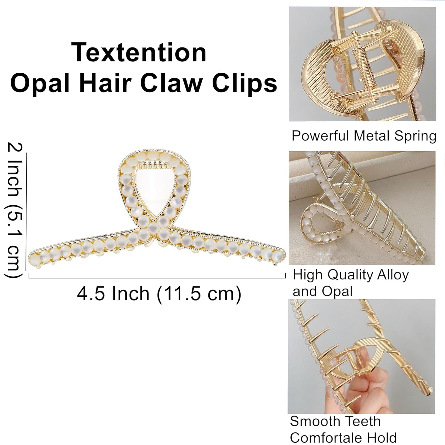 Rhinestone Hair Claw Clips, Vintage Opal Gold Metal Hair Jaw Clip for Women, Non Slip Hair Clamp for Long, Thick Hair Fashion Wedding Party Accessories Elegant Hair Barrettes Decorations for Ladies - Image 2