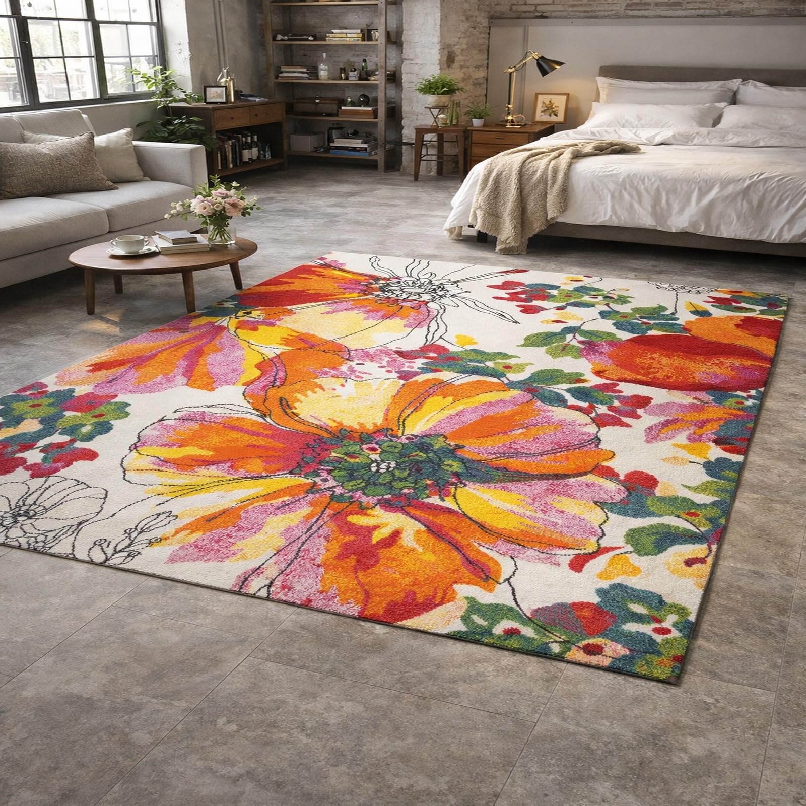 Alfombra dormitorio lavable 180x250 cm de pelo corto antideslizante Rururug