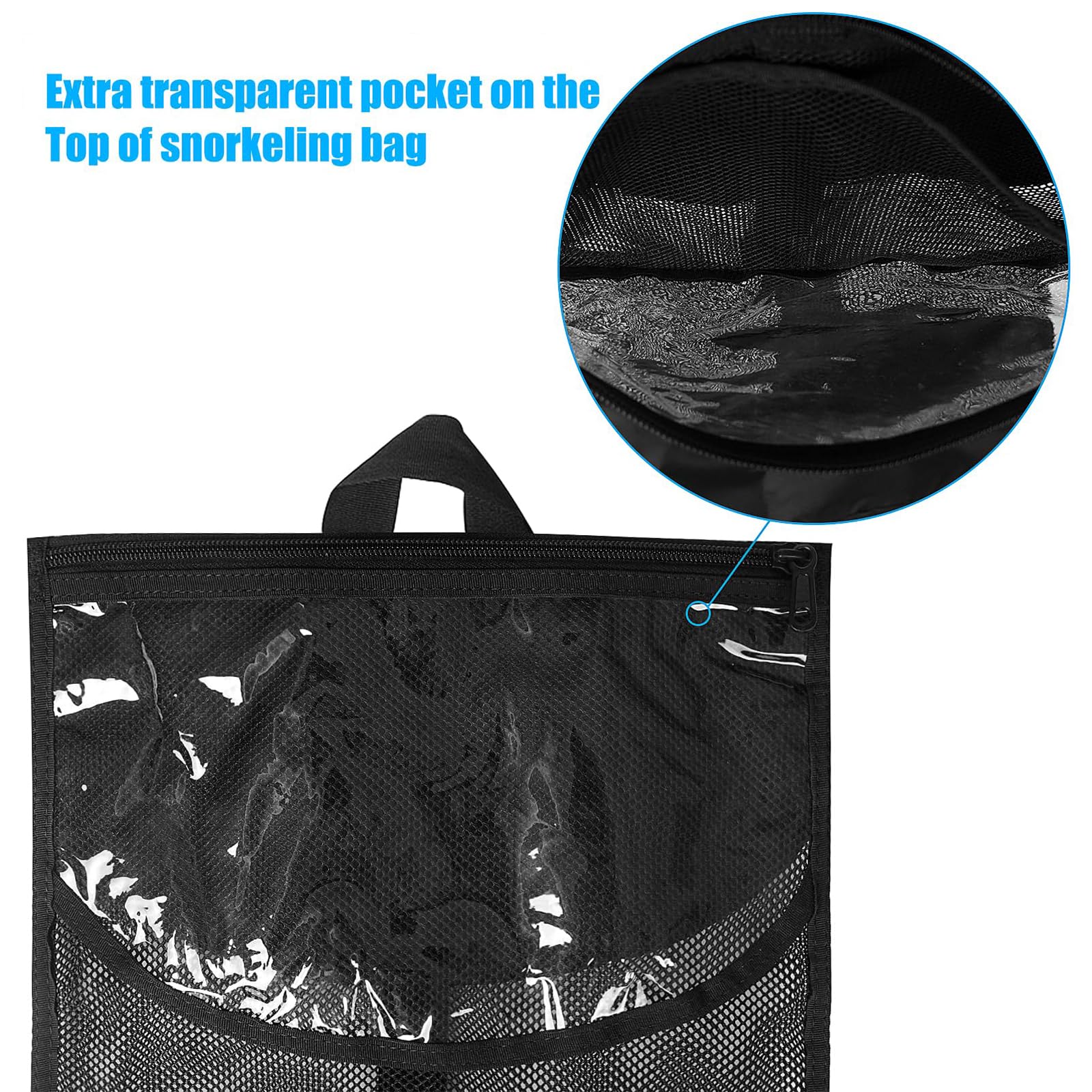 Bolsas de equipo de buceo, esnórquel, cremalleras de aleta, bolsa de malla de nailon para accesorios deportivos subacuáticos, buceo, natación