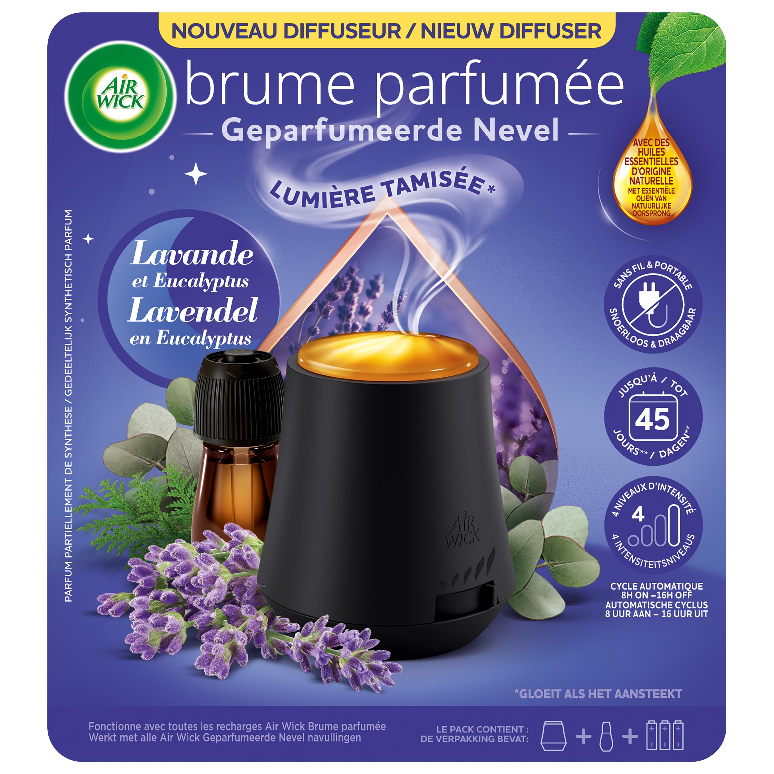 Airwick White Air Wick Essential Mist Diffuser, Lavender & Eucalyptus, Starter Kit 20Ml