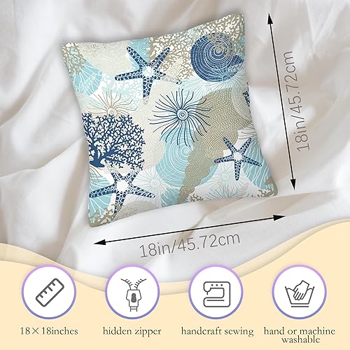 Miniatura 3 de Fundas de almohada costeras, fundas de almohada cuadradas de 18 x 18 pulgadas, fundas de almohada cuadradas para decoración del hogar, sala de