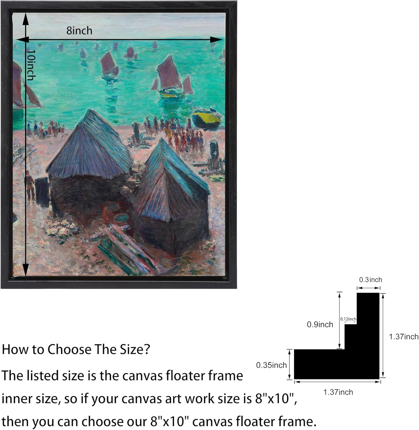 CANFRAVAS 4Pack Canvas Floater Frame,Canvas Floating Frame for Canvas Art 0.6"-0.9" Deep,Floater Frames for Canvas Paintings,Frame for Canvas Paintings,Frames for Canvas Art(10"x10",Black)