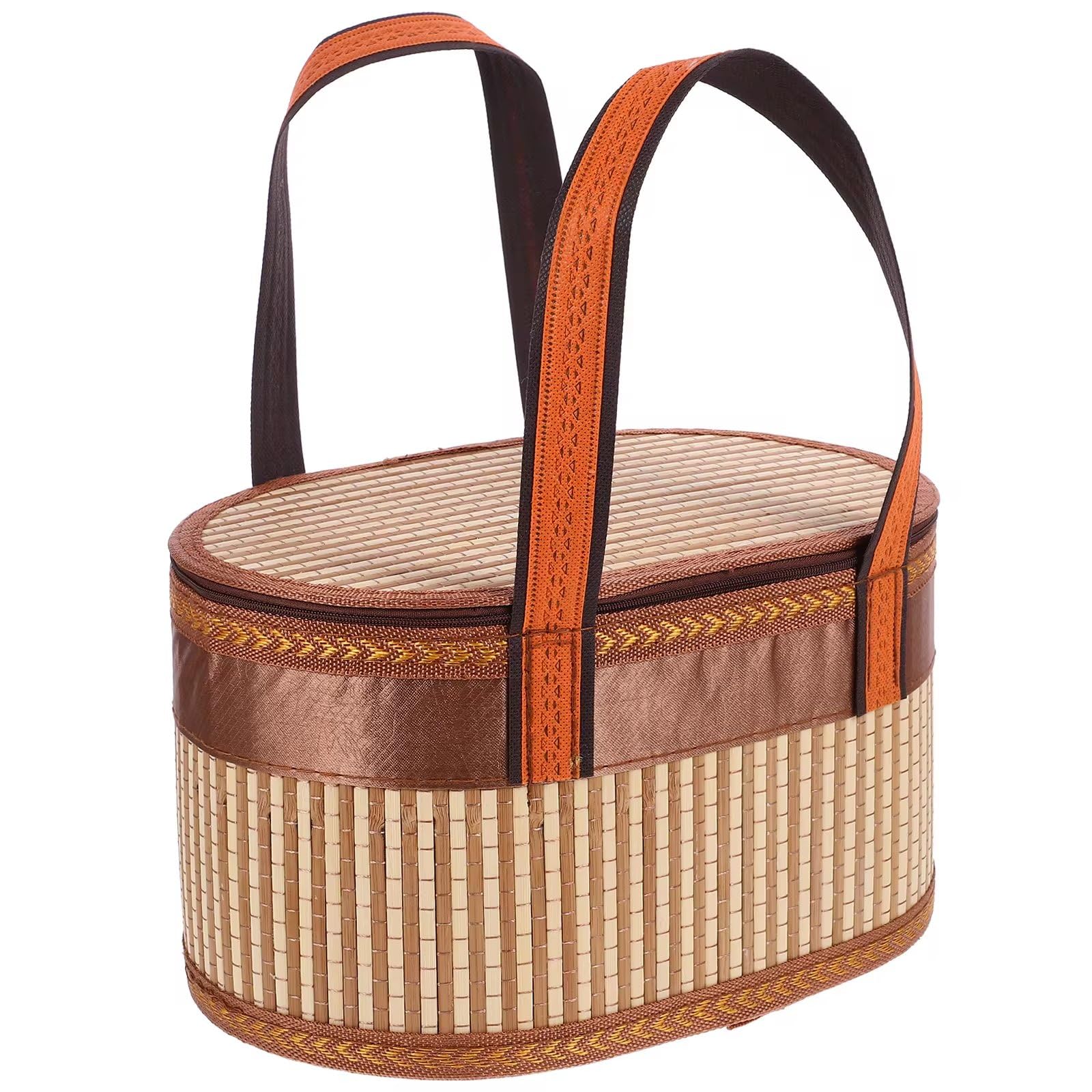 Panier de rangement vintage tissé avec poignée et couvercle pour jouets