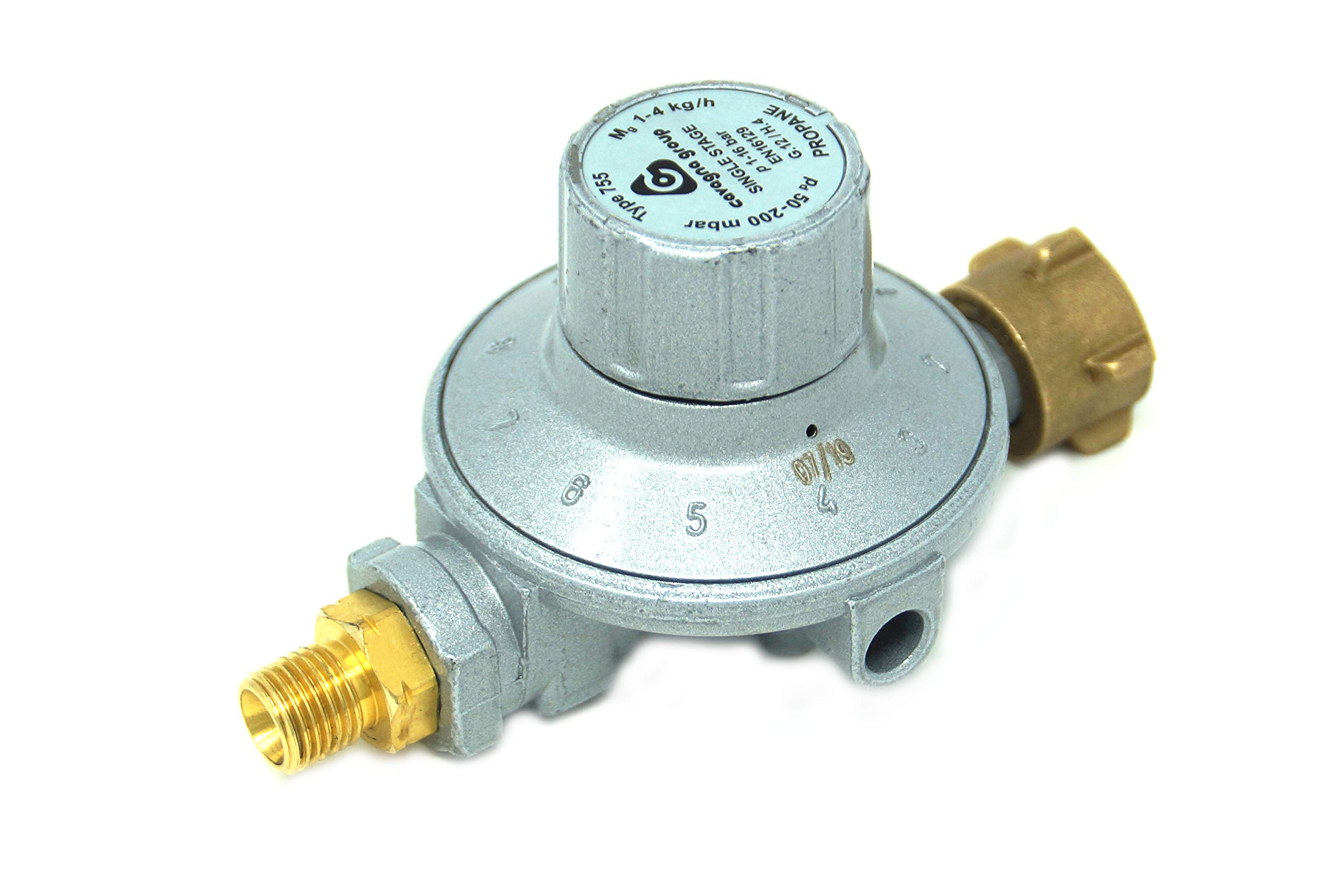 CAVAGNA Regulator niskiego ciśnienia 50 – 200 mbar, 11-stopniowa regulacja ciśnienia gazu do grilla gazowego, grzejnika, promiennika tarasowego, kuchenki