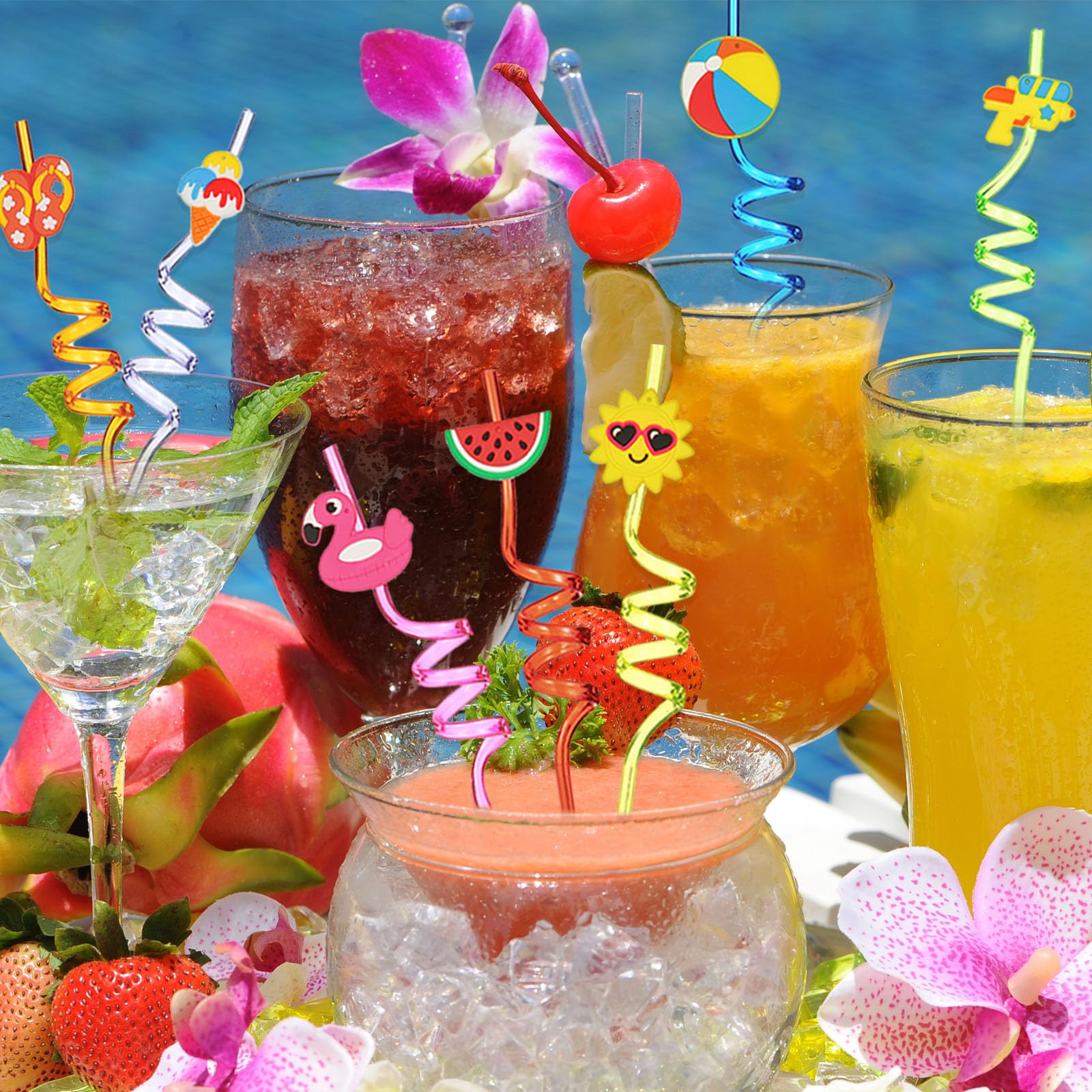End Of Year Student Gifts 24Pcs Drinking Straws, Pool Party