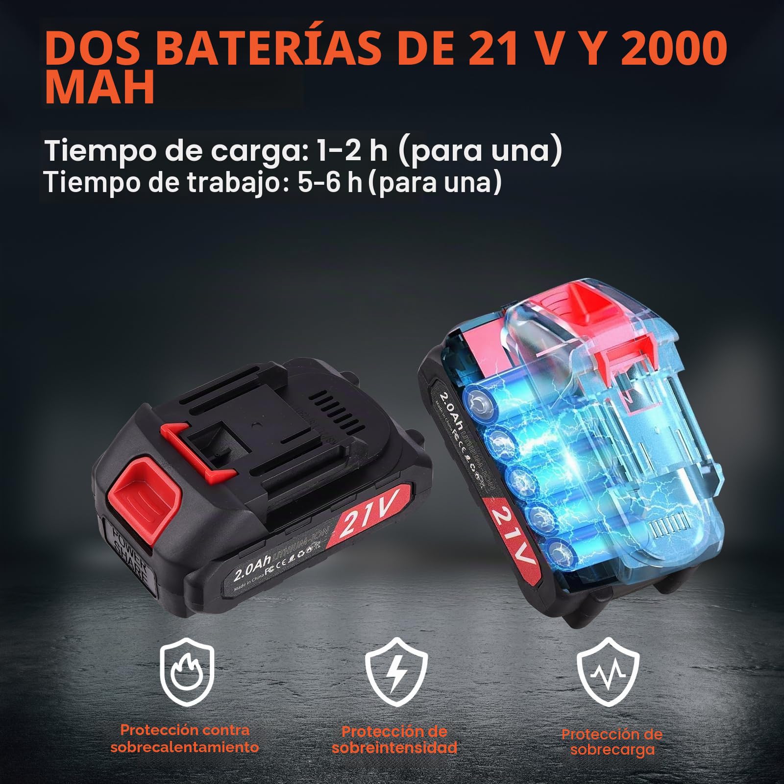 Tijeras de Podar Eléctricas 35mm: Tijeras de Podar Bateria Compactas y Ligeras, 2 baterías de 2000mAh 21V, Motor 800W, Tijeras de podar bateria para Olivos Viñedos Jardines Árboles
