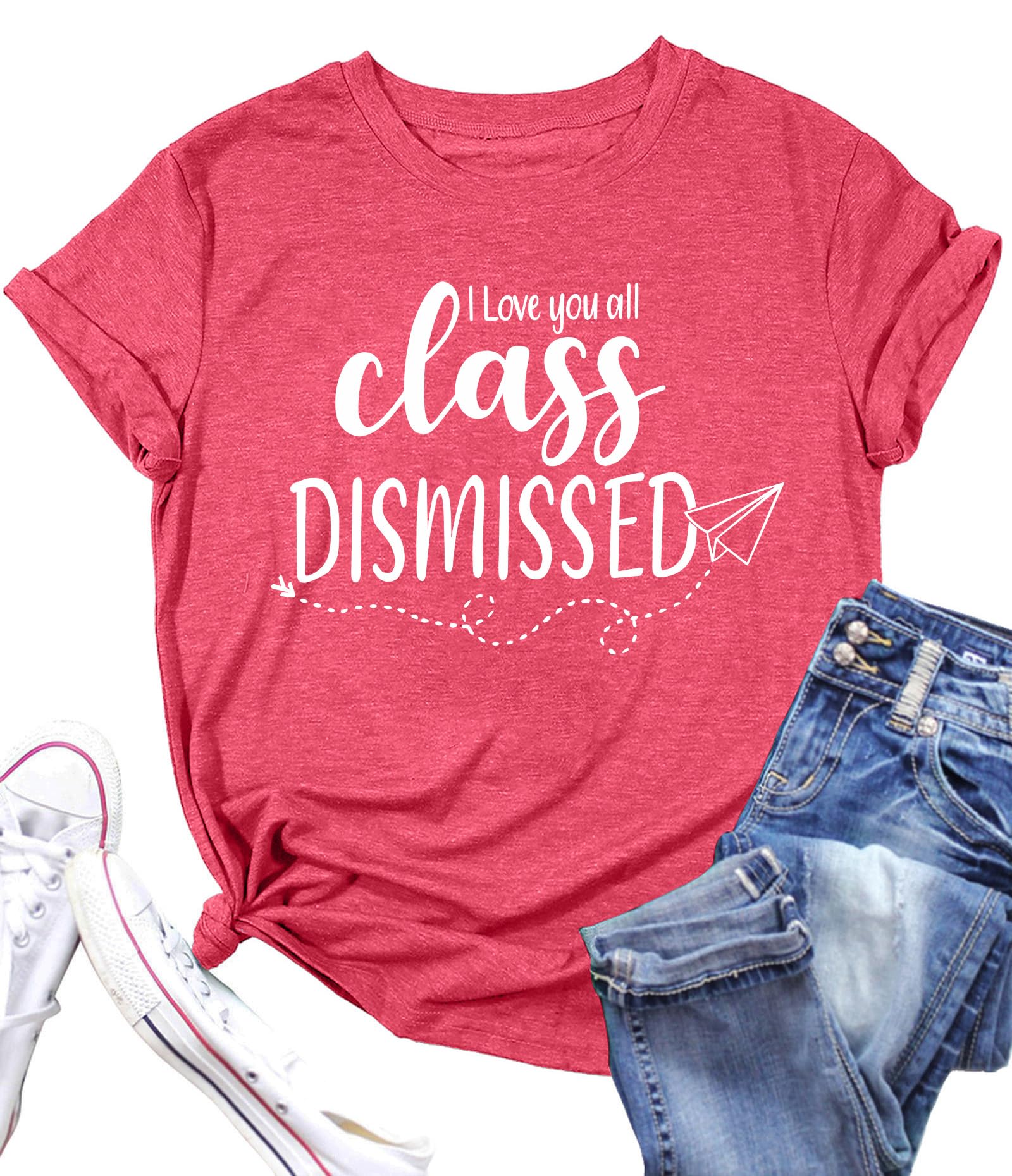 Last Day of School Teacher Shirt School Graduation Tee Teach Letter Print T Shirt Teacher Summer Holiday Tops