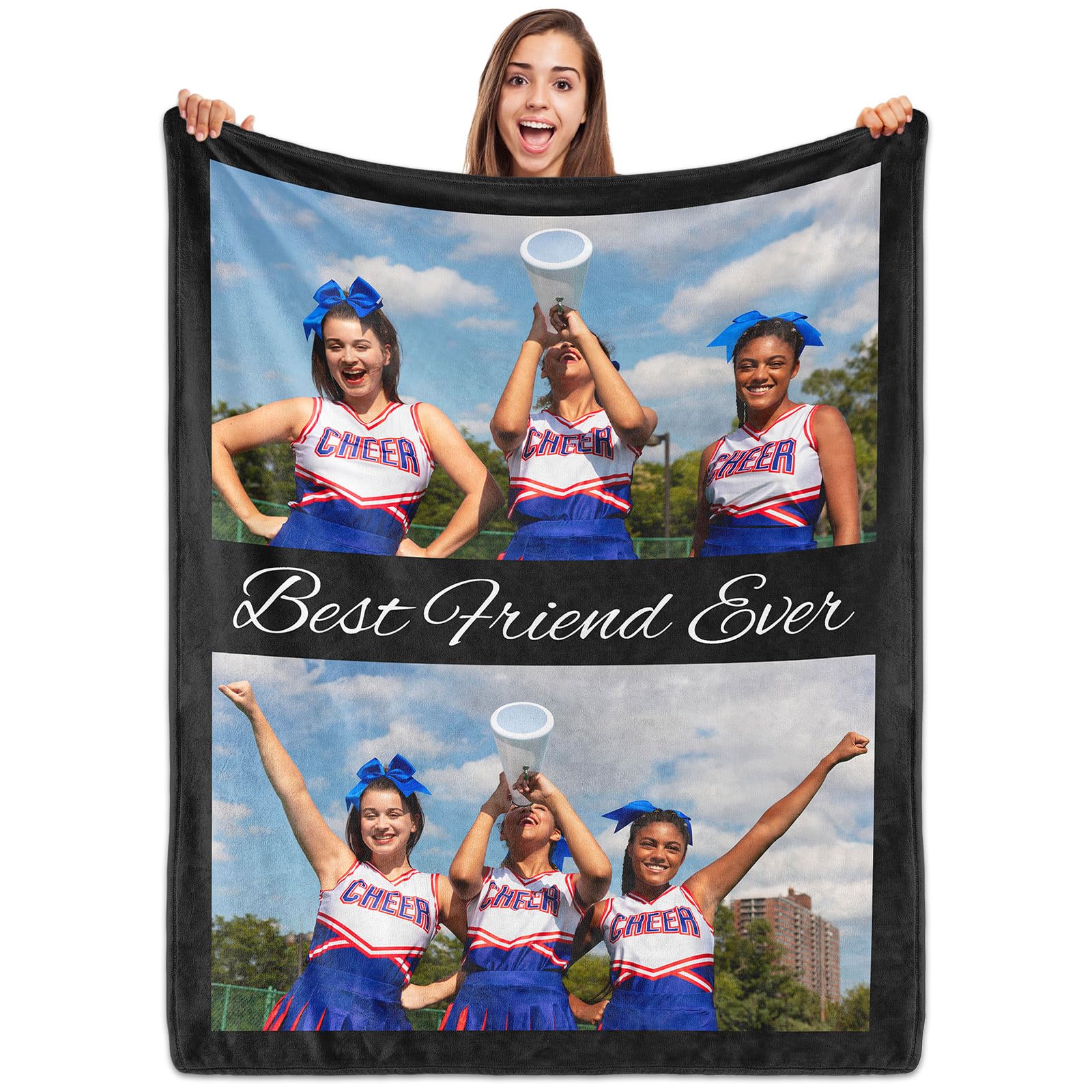 ROHBVMN Personalized Blanket With Photos and Text - Custom Picture Blanket for Adults - Customizable Gift for Girlfriend, Boyfriend, Wife, Husband