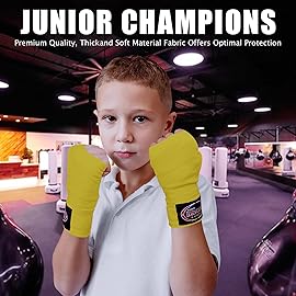 FARABI Kids Boxing Hand Wraps 2.5 Meters Junior Hand Wraps Boxing Hand Wraps Muay Thai Hand Wraps MMA Boxing Hand Wraps Men Boxing Hand Wraps Kids Boxing Hand Wraps Inner Gloves (Yellow)