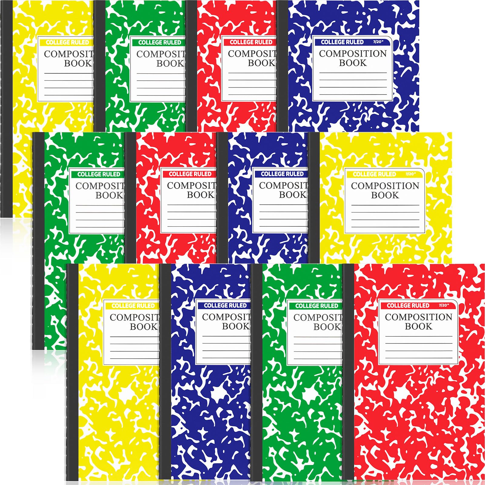 Fainne Confezione da 150 quaderni formato A5 con copertina marmorizzata per scuola, quaderni a righe larghe, per studenti, classe, ufficio, scuola (4 colori)