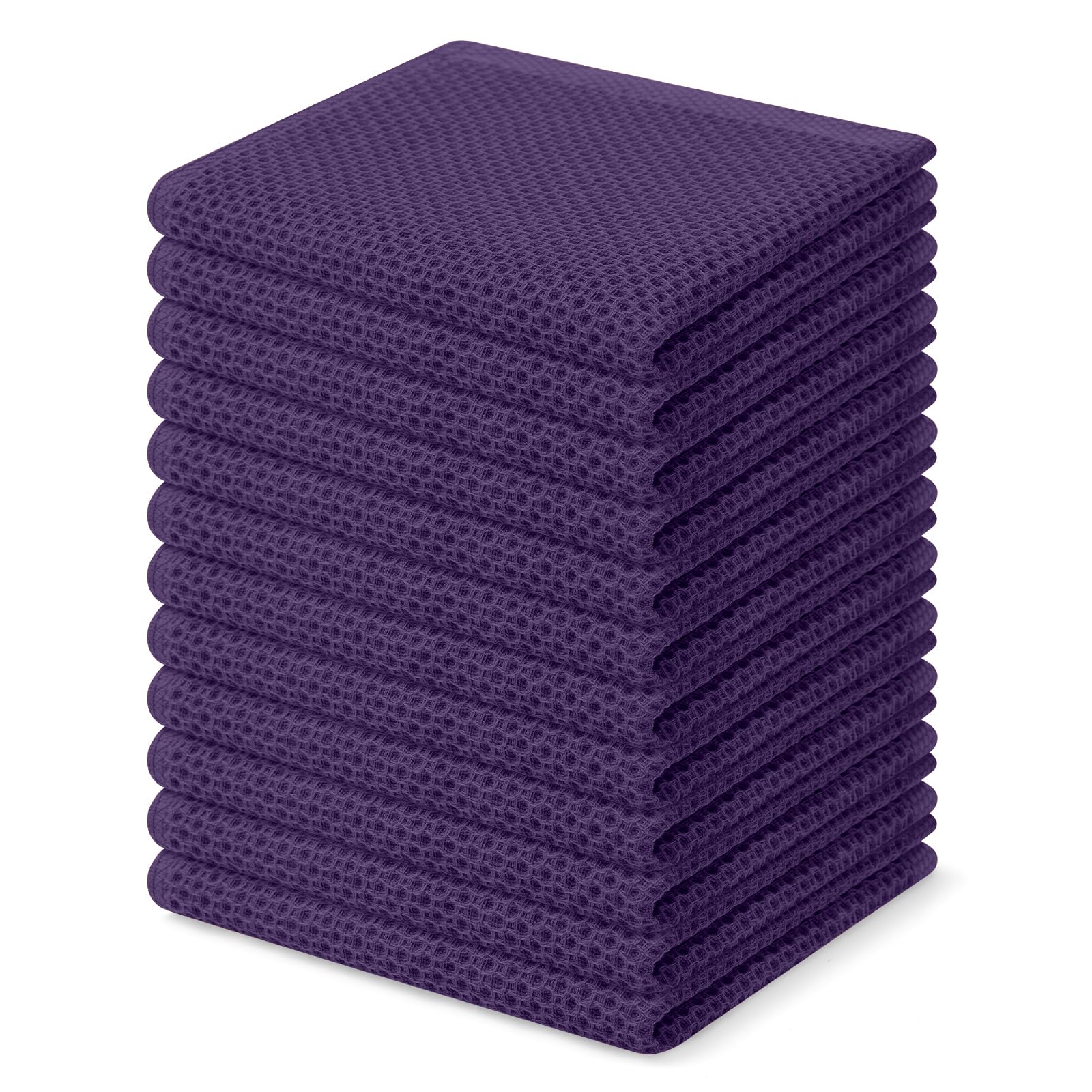 Homaxy 100% Cotton Waffle Weave Kitchen Dish Cloths 12-Pack, Eggplant