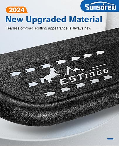 Miniatura 3 de Estribos laterales para Ford Bronco 2021-2025 2026 24 puertas con riel de roca, 2 estribos negros de acero al carbono, escalones laterales