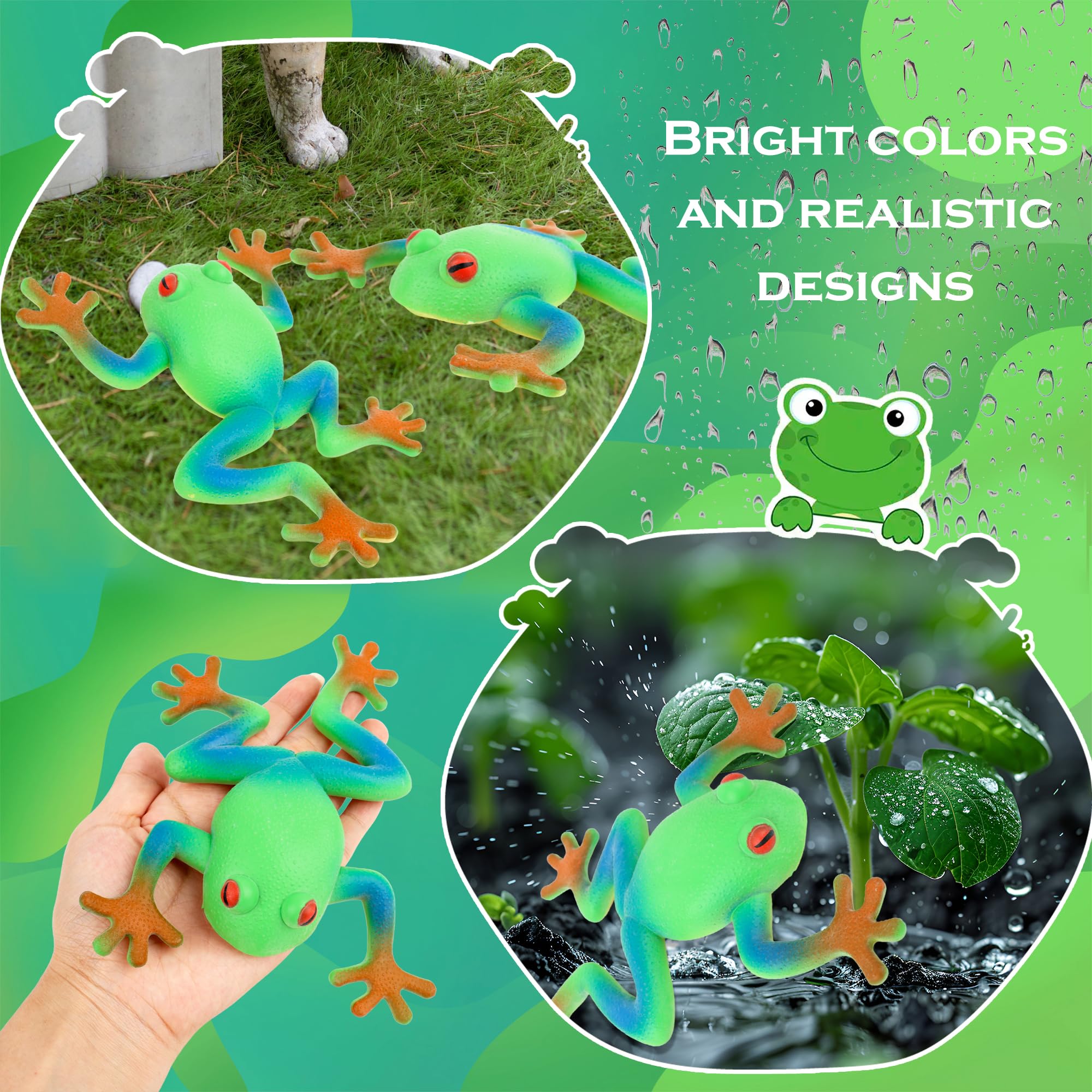 Octaday 12 Pcs Realistic Frog Frog Toys Soft Rubber Stretchy Frog Toys Figurines Simulation Animal Model Frog Party Decorations for Passover Gift Party Favor Home - Image 4