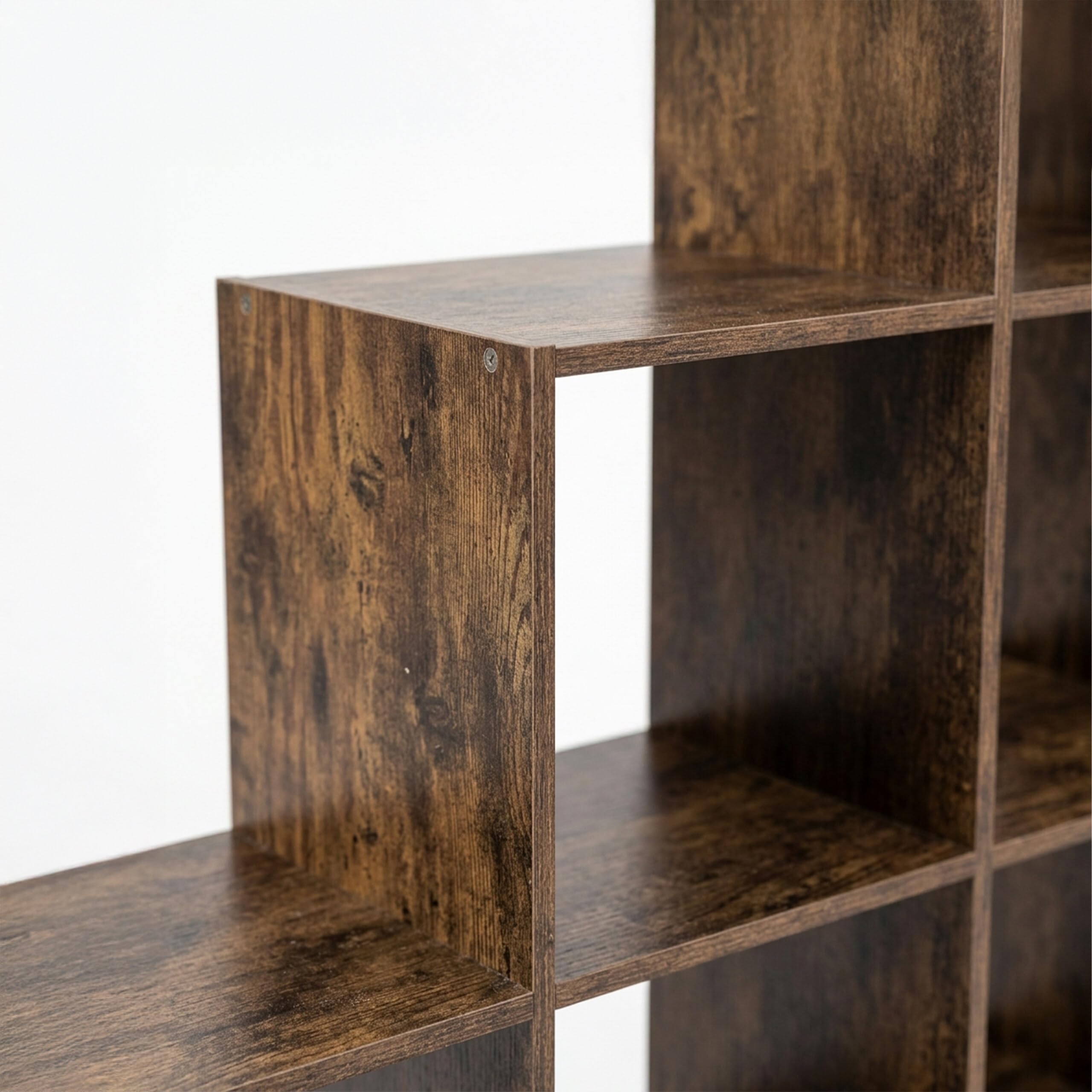 Relaxdays Scaffale a gradini, 6 Scomparti, HxLxP: 97,5x97,5x29 cm, sottotetto, libreria Salotto, Marrone Vintage