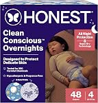 The Honest Company Clean Conscious Overnight Diapers for Sensitive Skin | Hypoallergenic, Fragrance Free | Cozy Cloud + Star Signs | Club Box, Size 4 (22-37 lbs), 48 Count