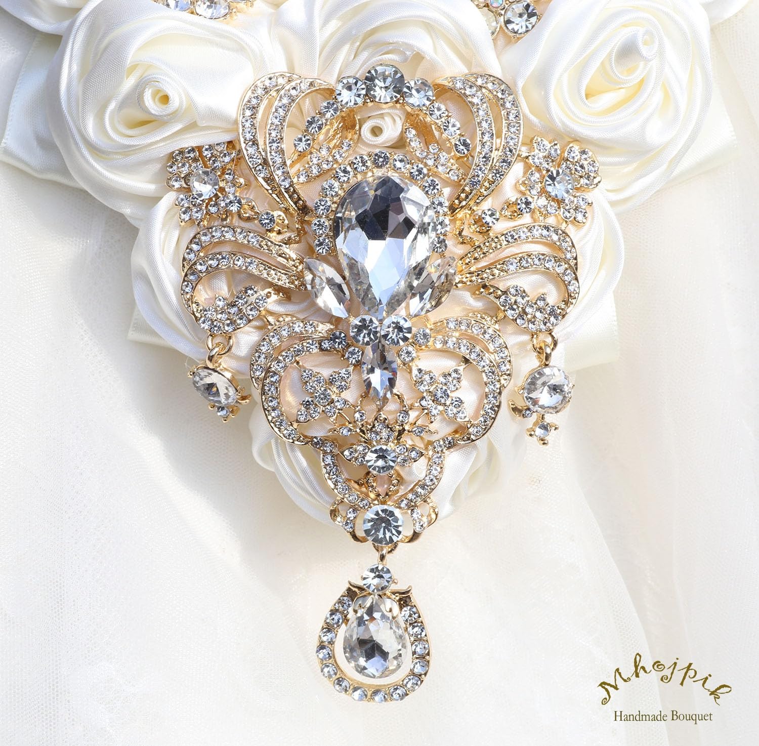 Mazzo di fiori artificiali per sposa e damigella d'onore (avorio, 43,9 x 22,1 cm)