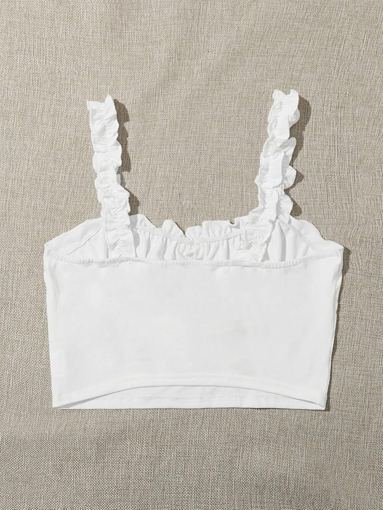 Verdusa Women's Frill Trim Strap Tie Knot Ruched Front Bustier