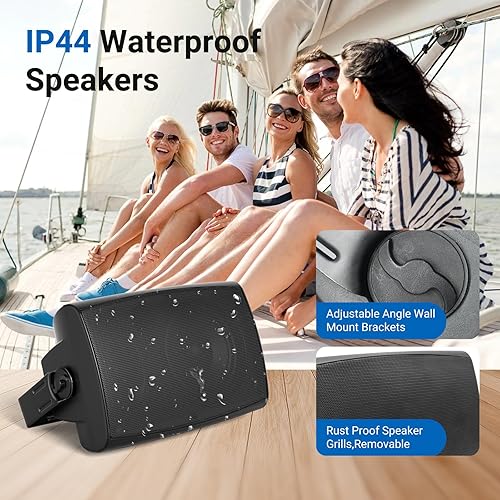 Miniatura 4 de Herdio Altavoces Bluetooth para exteriores de 4 pulgadas y 200 vatios, Bluetooth 5.3, emparejamiento estéreo TWS, sistema de altavoces de montaje en
