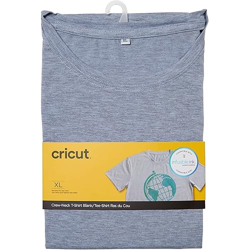 Cricut Men's T-Shirt Blank, Round Neck Grey, XL